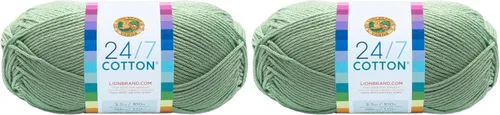 Miniatura 58 de Lion Brand Yarn, Hilo ligero mercerizado de algodón 24/7 para tejer, ganchillo y manualidades, Almirante, 1 paquete, 185 yardas de fibra natural