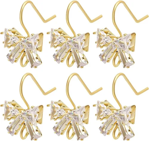Miniatura 12 de Beebeecraft 10 piezas/caja - Ganchos para pendientes chapados en oro de 18 quilates con circonita cúbica, ganchos franceses con circón en rhinestone