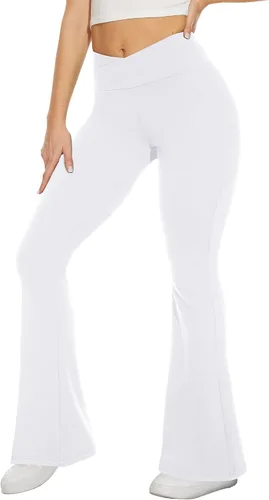 Miniatura 66 de TNNZEET Leggings acampanados negros para mujer, pantalones de yoga cruzados con bolsillos, corte de bota, leggings acampanados