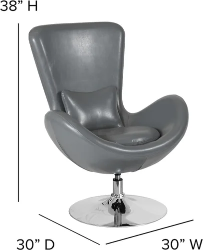 Miniatura 3 de Flash Furniture Egg Series Grey LeatherSoft Silla de recepción lateral Gris Leathersoft