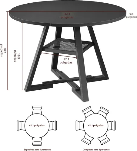 Miniatura 2 de Jocoevol Mesa de comedor redonda para 4, mesa de pedestal circular de cocina, comedor, mesa de pedestal, muebles de cocina y comedor de madera que