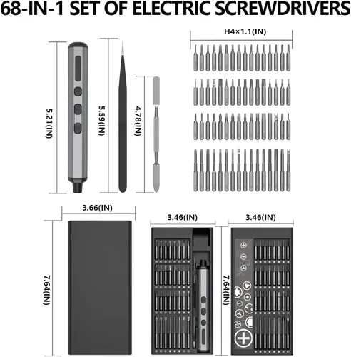 Miniatura 5 de Mini destornillador eléctrico de 3.7 V, juego de destornilladores de precisión inalámbricos, kit de herramientas de taladro magnético recargable