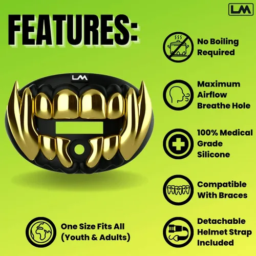 Miniatura 3 de Loudmouth - Protector bucal de fútbol, boquilla de fútbol 3D cromada, se adapta a adultos y jóvenes a partir de 5 años, accesorios protector bucal