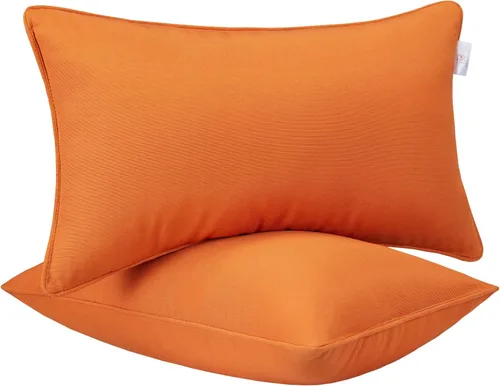 Miniatura 19 de JMGBird Juego de 2 almohadas lumbares para exteriores con relleno de algodón PP para muebles de patio, almohadas decorativas de 12 x 20 pulgadas