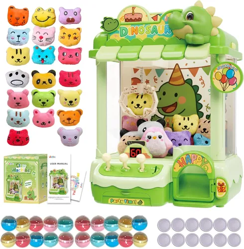 Miniatura 9 de Capybara - Máquina de garras para niños, con juguetes de peluche y cápsulas, 3 controles estilo moneda, luces y música, regalo para edades de 3 años