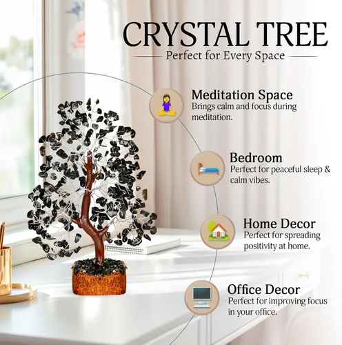 Miniatura 4 de YATSKIA - Árbol de turmalina negra con piedras preciosas - Árbol de la vida con cristales - Decoración de cristales y piedras para oficina en casa
