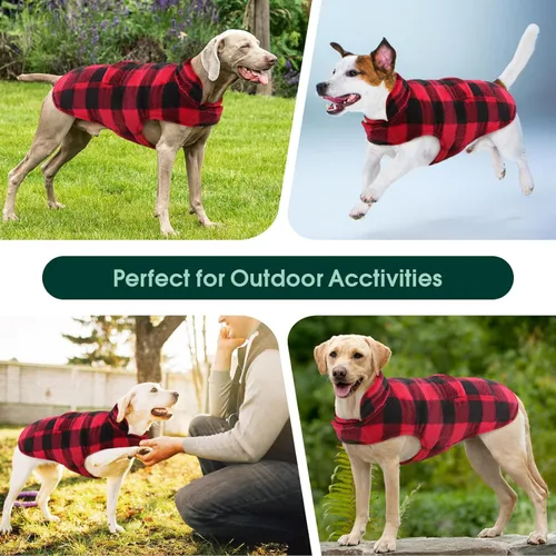 Miniatura 6 de Kuoser - Abrigo de invierno para perro de estilo británico, resistente al viento, ropa para perros, chaquetas para perros, chaleco para perros Rojo