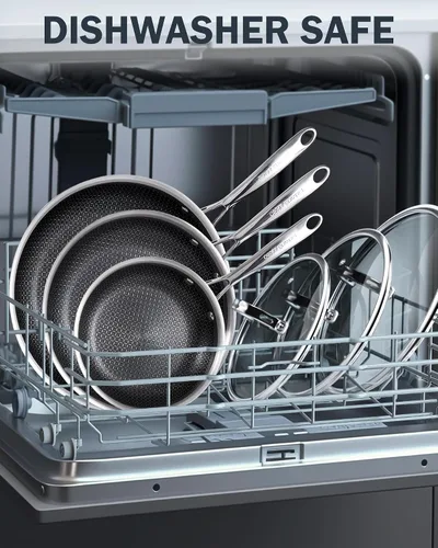Miniatura 7 de Cooks Standard Sartén antiadherente híbrida de 8 pulgadas con revestimiento de varias capas, sartén de acero inoxidable con tapas de vidrio