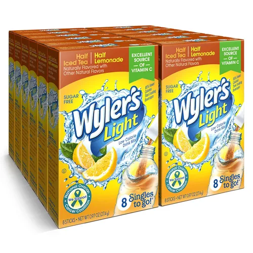 Miniatura 11 de Wyler's Light Paquetes de polvo Singles to Go, mezcla de bebida de agua, paquete variado de 40 unidades, limonada rosa, fresa y arándanos, sin