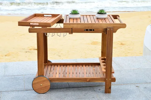 Miniatura 5 de Safavieh -Carrito de té de madera natural Orland Outdoor Collection