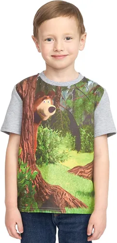 Miniatura 4 de Masha and the Bear - Camiseta con diseño de oso con texto "Oso escondido detrás del árbol", lavable a máquina