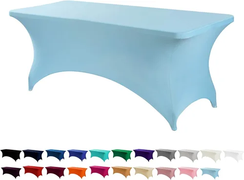 Miniatura 17 de Peomeise - Funda de mesa de elastano de 4 pies, mantel rectangular elástico de elastano (verde manzana, 4 pies)