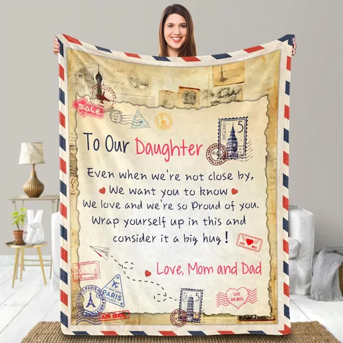 Miniatura 21 de UFOORO Manta para hija, manta de forro polar suave con diseño de oso abrazo de oso, regalo sincero de padre a hija, el mejor regalo para hijas