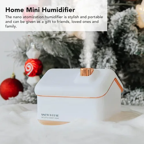 Miniatura 8 de EVGATSAUTO Humidificador de escritorio, humidificador de casa de nieve, ajuste de 2 velocidades, portátil, silencioso, USB, enchufe, regalo con luz