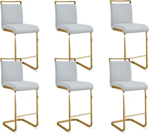 Miniatura 28 de Taburetes de bar modernos de altura de mostrador, juego de taburetes de bar tapizados de cuero de 2,25 pulgadas de alto con respaldo y marco