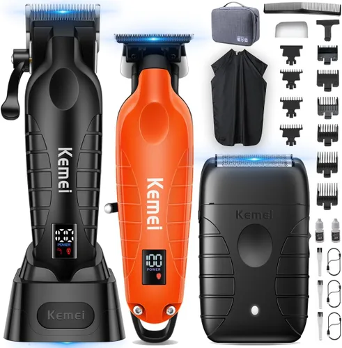 Miniatura 9 de KEMEI Cortapelos para hombres profesionales, juego de cortapelos y recortadoras de barbero, afeitadora de lámina para hombres, cortapelos