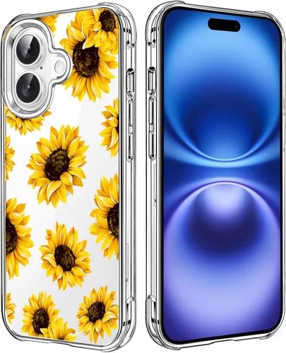 Miniatura 96 de Funda transparente de girasol compatible con iPhone SE 2022 SE 2020 7 8, funda trasera floral para niñas y mujeres, funda protectora transparente