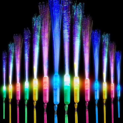 Miniatura 6 de Lewtemi Paquete de 60 varillas luminosas de fibra óptica a granel con 3 modelos intermitentes incluidos, baterías para boda, cumpleaños, graduación