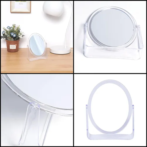 Miniatura 3 de Espejo de maquillaje de escritorio, rotación de 360°, espejo flexible con soporte, espejo cosmético de mesa, bueno para afeitado de ducha, viajes