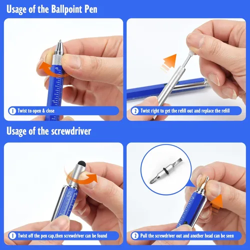 Miniatura 7 de Geniales regalos de bolígrafos para hombres, gadget de bolígrafo tecnológico multiherramienta 6 en 1 para él, regalo divertido para Navidad, Día