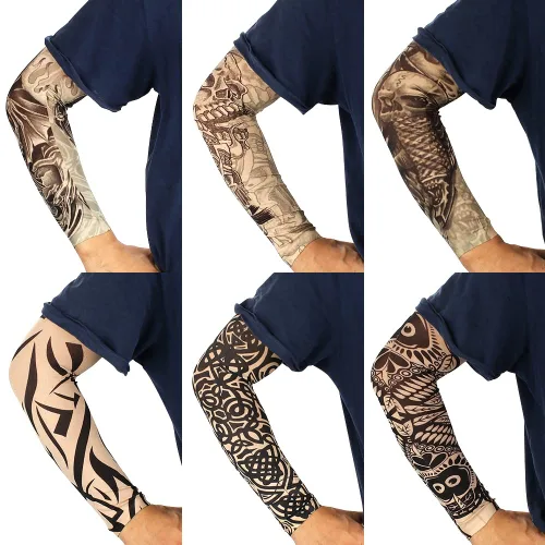 Miniatura 7 de Juego de 12 mangas temporales para tatuaje, para hombres y mujeres, Multicolor-C