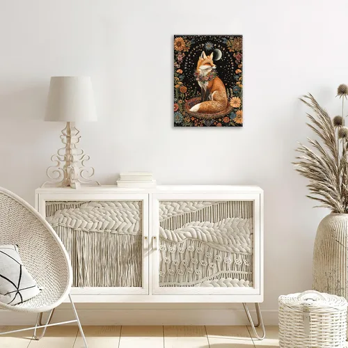 Miniatura 2 de Lienzo decorativo para pared, diseño de zorro, diseño bohemio de animales para cocina, sala de estar, dormitorio, baño, oficina, zorros, pintura