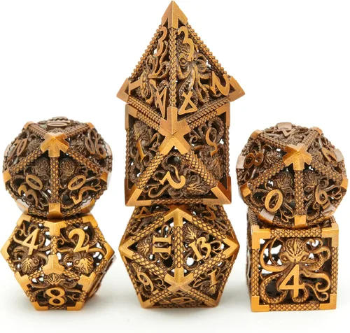 Miniatura 4 de Juego de dados de Dungeons and Dragons DND, juego de dados D y D, juego de dados de metal MTG D20, dados poliédricos huecos para juegos de rol