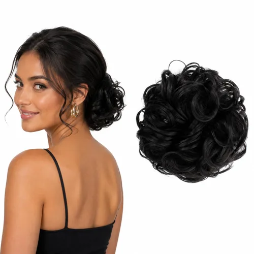Miniatura 23 de CAISHA Postizo Grande Scrunchy Recogido Peinado Nupcial Rizado Moño Despeinado Marrón Chocolate Oscuro G2E