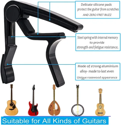Miniatura 3 de Cejilla de guitarra para guitarra eléctrica acústica (negro Cpao)