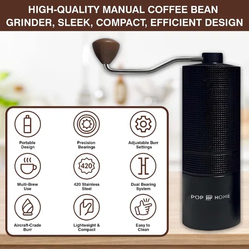 Miniatura 3 de Molinillo de café manual – Molinillo de mano cónico de acero inoxidable para expreso y prensa francesa – Ajustable y portátil