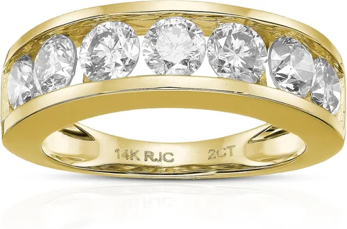 Miniatura 15 de VIR JEWELS Anillo de boda de diamante blanco de 1 cttw a 2 quilates para mujer, juego de canales de oro de 14 quilates, tamaño 4.5-10