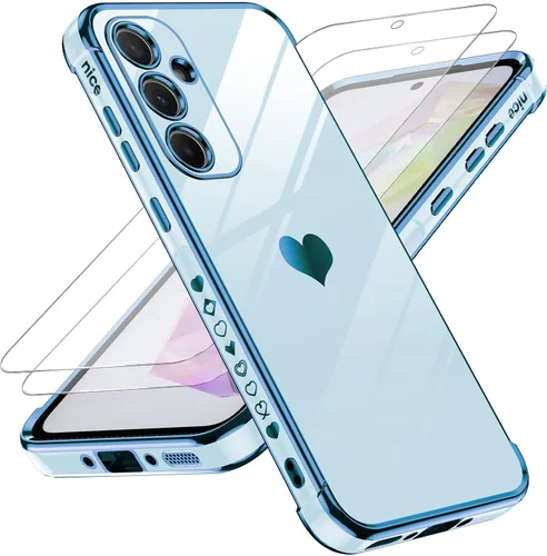 Miniatura 72 de LeYi for Moto G 5G 2025 Case: with Tempered Glass Screen Protector [2 Pcs]+ Full Camera Lens Protection,Love Heart Plating Cute Luxury Soft TPU