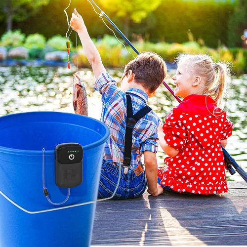 Miniatura 7 de Skywin Portable Aerator for Fish,USB Rechargeable Live Bait Aerator 18–32H Battery, Keeps Bait Alive Anywhere, Quiet Aquarium Water Pump for negro