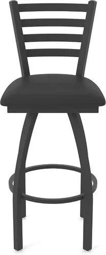 Miniatura 7 de 410 Jackie Taburete giratorio de 25 pulgadas con acabado antiarrugas negro y asiento de vinilo negro