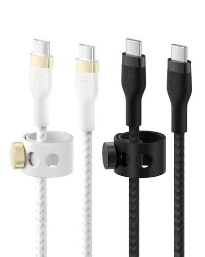 Miniatura 13 de Belkin BoostCharge Pro Flex Cable de Carga USB-C a USB-C Trenzado (2M/6.6 pies), Cable de Carga Rápida USB-IF para iPhone Serie 16, MacBook Pro