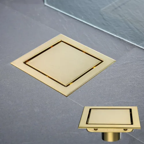 Miniatura 11 de Drenaje de ducha cuadrado de bronce aceitado de 6 pulgadas SUS304 de acero inoxidable con rejilla de inserción de azulejos extraíble Bronce frotado