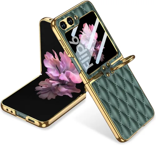 Miniatura 10 de SHIEID Z Flip 5 - Funda para Samsung Galaxy Z Flip 5 con anillo para teléfono, forro de esponja y diseño en forma de diamante para Samsung Galaxy Z
