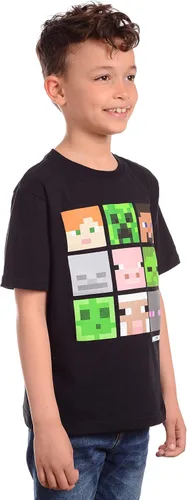 Miniatura 4 de Minecraft Big Boys Box Figures Creepers - Camiseta de manga corta con cuello redondo color negro