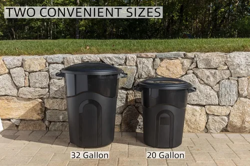 Miniatura 7 de United Solutions Bote de basura para exteriores de 32 galones, color negro, fácil de transportar con construcción resistente, asas de paso y tapa