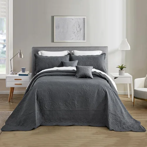 Miniatura 19 de Colcha extragrande King de 128 x 120 pulgadas, extra ancha, diseño de patrón paisley, funda de cama ligera, reversible, 5 piezas, 100% microfibra, 1
