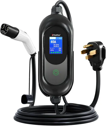 Cargador Tesla, cargador EV de nivel 2 para Tesla 40Amp 240V con enchufe NEMA 14-50, corriente y temporizador ajustables, cable de carga Tesla de 25