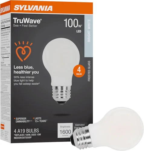 Miniatura 20 de LEDVANCE Sylvania - Bombilla LED TruWave Natural Series A19, equivalente a 75 W, eficiente 11 W, 1100 lúmenes, base media, regulable, esmerilada