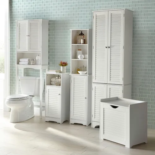 Miniatura 2 de BrylaneHome Mueble corto Louvre con cubículo - Blanco