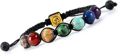 Pulseras de cuentas de chakras para mujer, 0.315 in, 7 chakras, pulsera curativa con piedras reales, joyería de piedras preciosas para meditación de