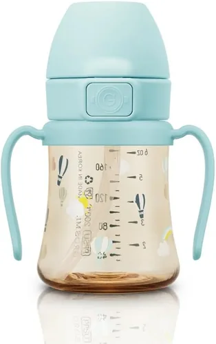 Miniatura 14 de GROSMIMI x KNOTTED Vaso con Tapa Abatible para Sorber a Prueba de Derrames, PPSU, sin BPA, popote de etapa 2 para niños pequeños (Sonrisa 6 onzas)