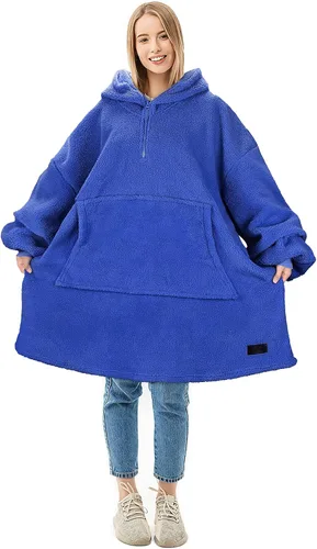 Miniatura 21 de Solaris Manta de gran tamaño con capucha y bolsillo para mascotas, cálida y súper suave y acogedora sudadera Sherpa con capucha para mujeres