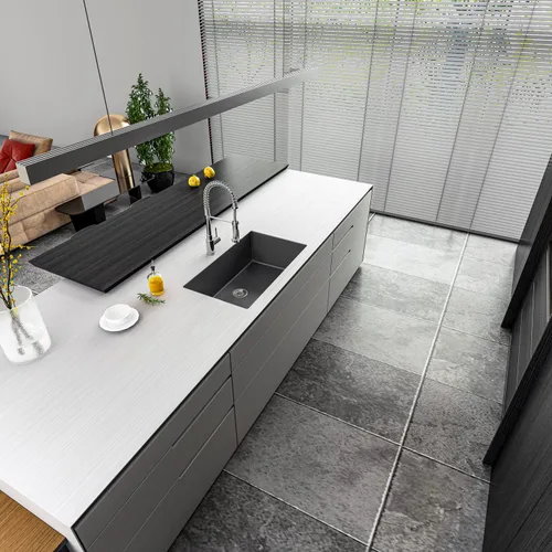 Miniatura 8 de Sinber HU3219S-B Fregadero de Cocina Empotrado de Un Solo Compartimento de 32" x 19" x 10" con Acero Inoxidable 304 Calibre 18 Acabado Negro