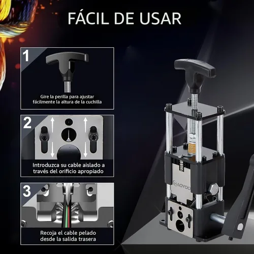 Miniatura 4 de Máquina pelacables, herramienta de pelado de alambre dos en uno con alimentación de taladro/manual, pelado de alambre para cable de cobre