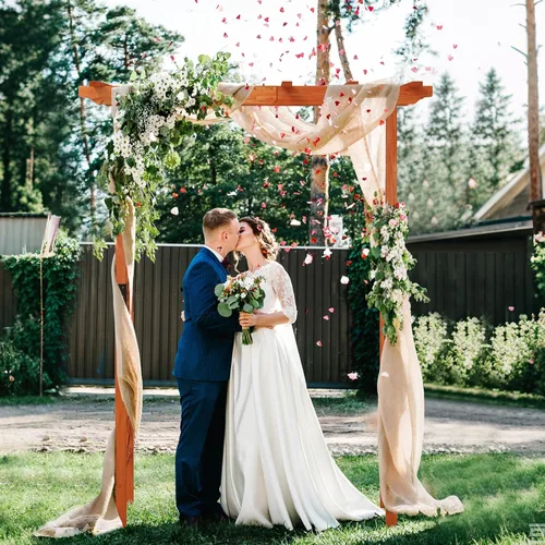 Miniatura 8 de S AFSTAR Cenador de jardín de madera de 84 pulgadas, arco de escalada de plantas, enrejado, pérgola, arco de boda para exteriores, patio, ceremonia