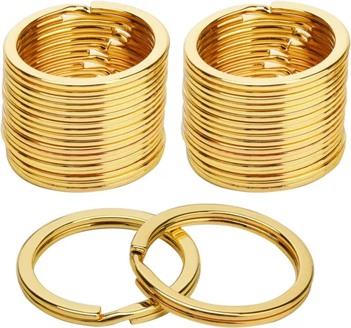 Sunmns Paquete de 24 llaveros planos de metal para el hogar, organizaciones de llaves de automóvil, fabricación de joyas, 1 pulgada (dorado)